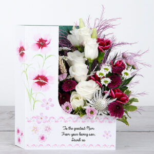 Mothers Day Fuchsia Pinks And White Lisianthus Flowercard (Wonderful Mum)